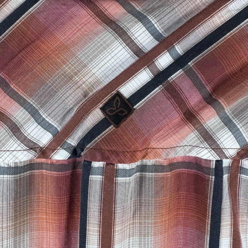 Prana Shirt Shirt Mens Large Plaid Short Sleeve‎ Button Up Casual Outdoor - Picture 11 of 13